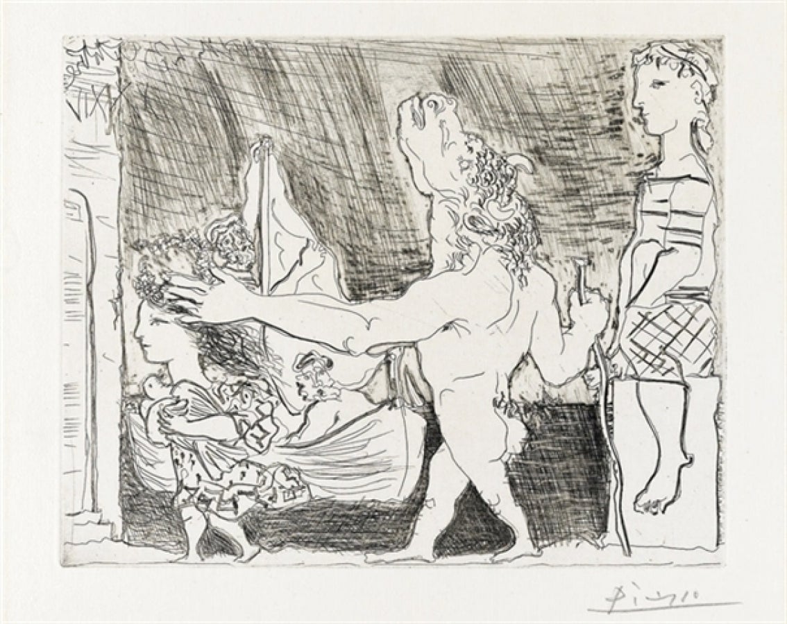 Pablo Picasso Abstract Print - Minotaure aveugle guidé par une fillette II (from La Suite Vollard); Bloch 223