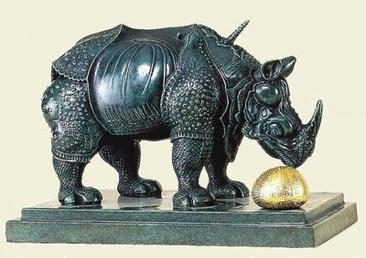 Salvador Dalí Figurative Sculpture - Rhinoceros Wearing Laces