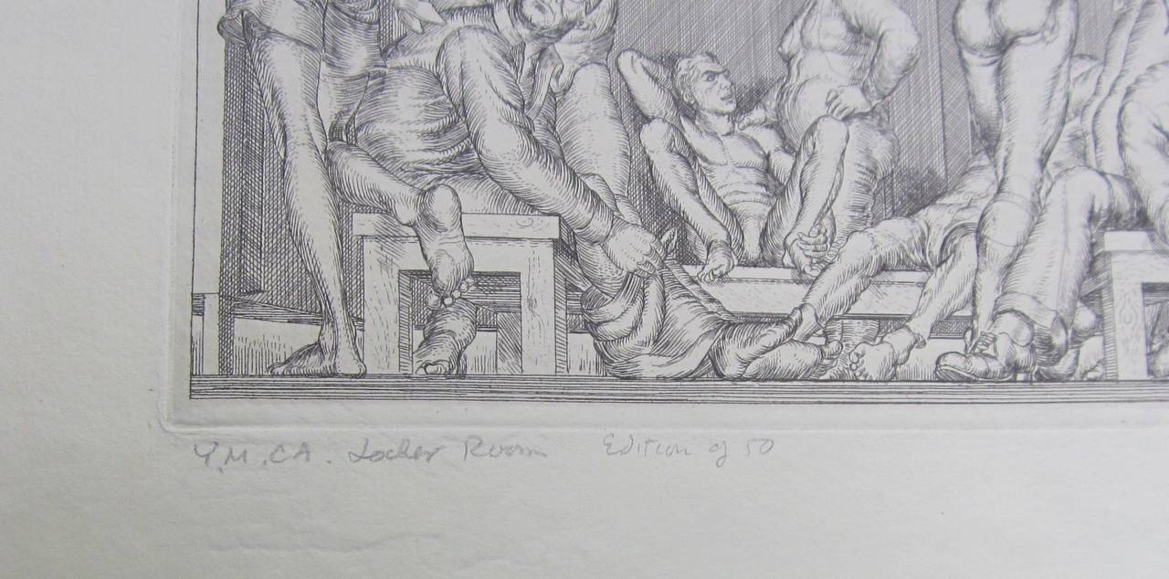 YMCA Locker Room - Print by Paul Cadmus