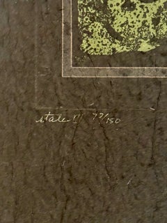 Zinnia Print on Handmade Black Paper, Art Nouveau, Signed 77/150