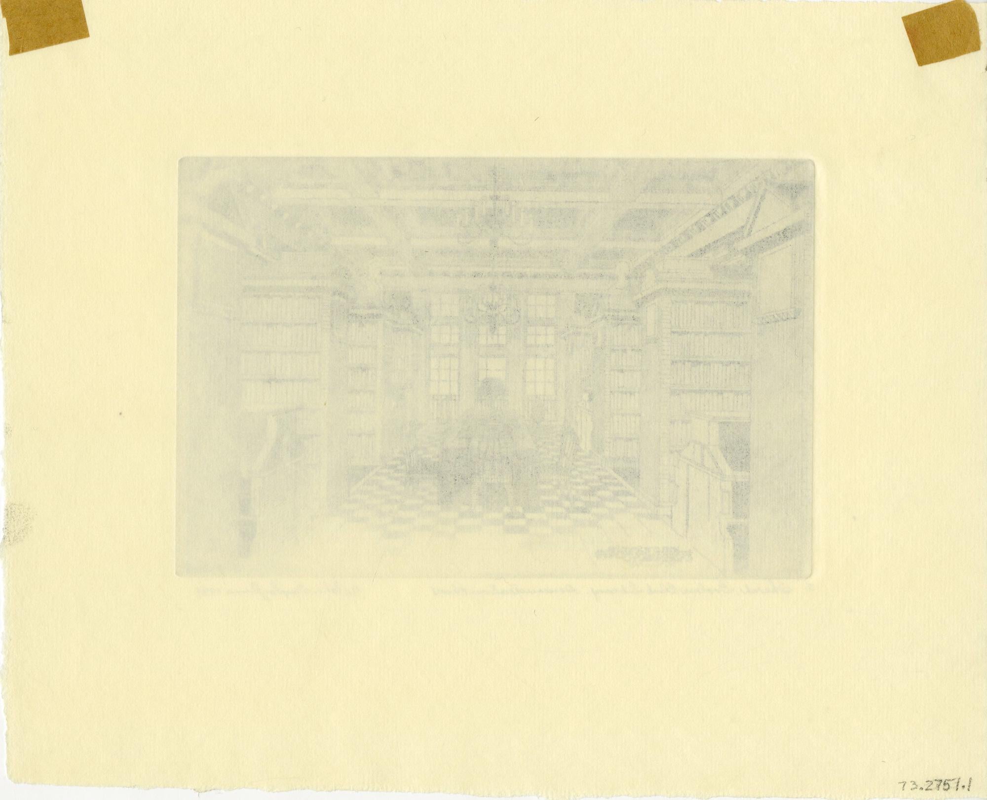 La Biblioteca del Club Grolier (Boceto) - Print de John Taylor Arms