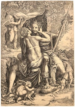 Venus and Adonis (after Teodoro Ghisi)