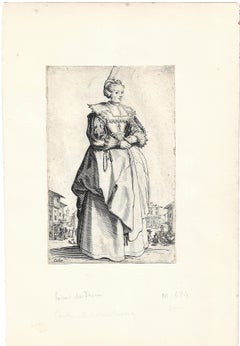 Edelfrau mit hohem Kopfschmuck und Rosenkranz, aus „La Noblesse“