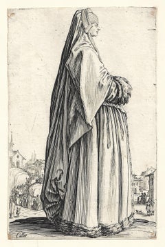 Edelfrau mit langem Schleier und Muff, aus „La Noblesse“