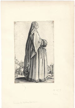 Edelfrau mit langem Schleier und Muff, aus „La Noblesse“