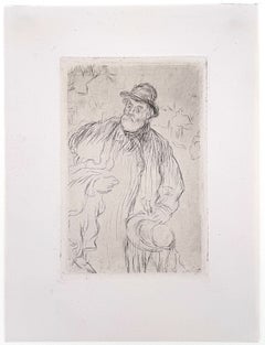 „Le Marchand d'Habits“, Radierung auf cremefarbenem Büttenpapier, Druck im Format 5 x 6 Zoll