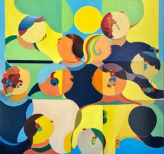 Summertime by Annemarie Ambrosoli, oil on canvas, 100x100cm, pop art
