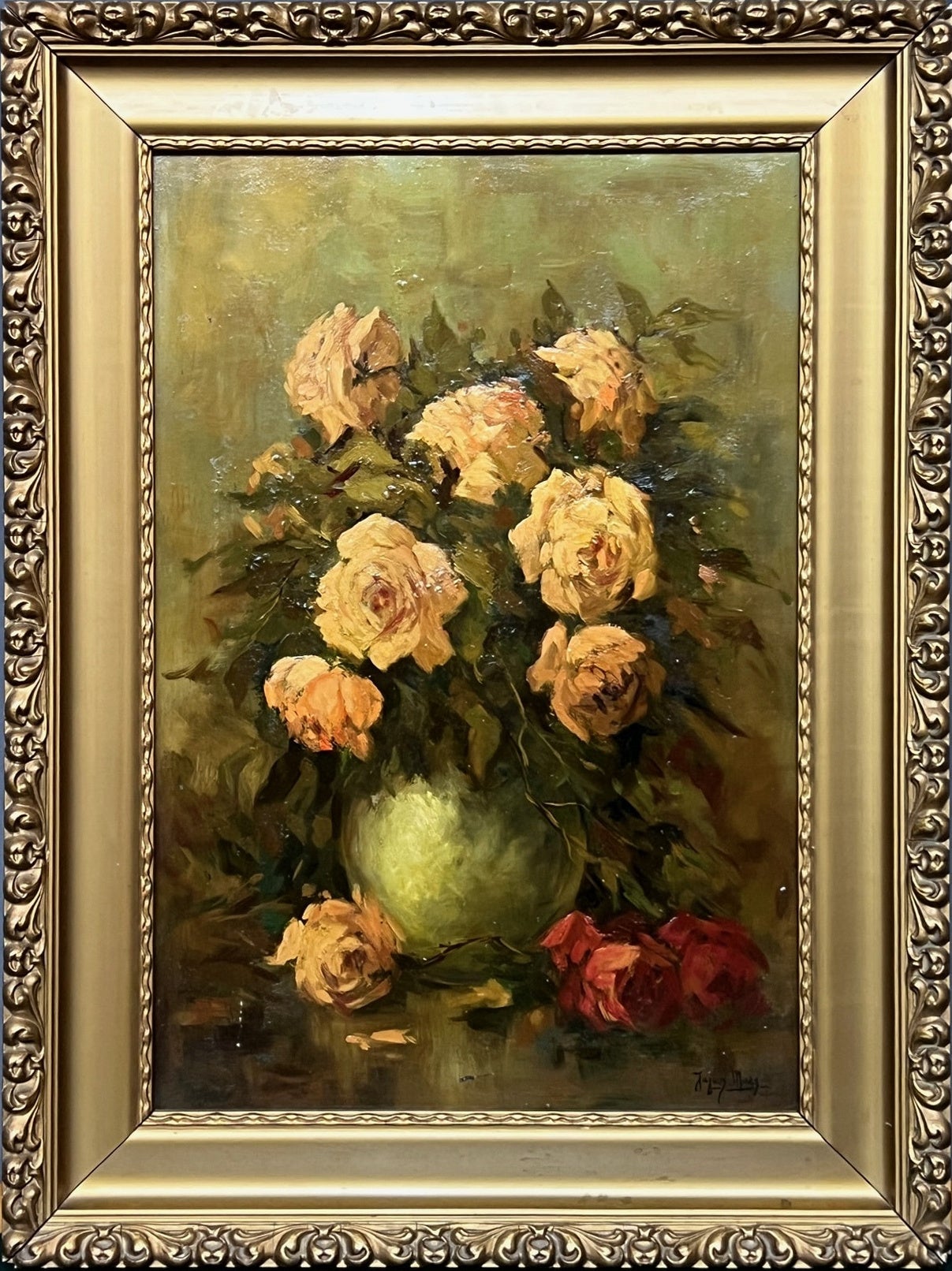Jacques Maes Still-Life Painting - "Roses"