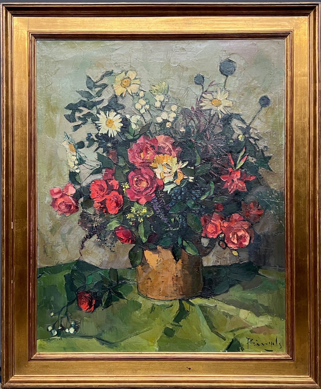 Leo Pringels Still-Life Painting - "Still Life with Flowers"