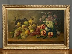 "Still life with flowers and fruit"