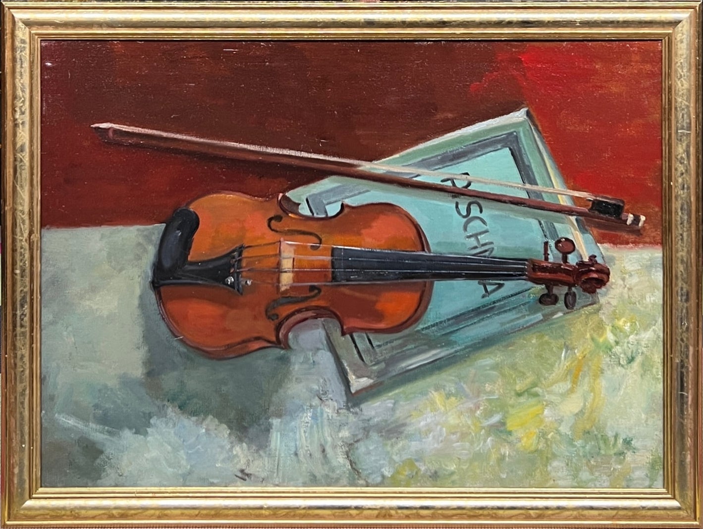 Marcel van den Plas Still-Life Painting - "Still life with violin"
