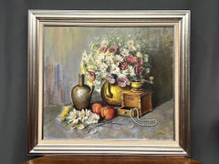 "Still life with flowers and beads"