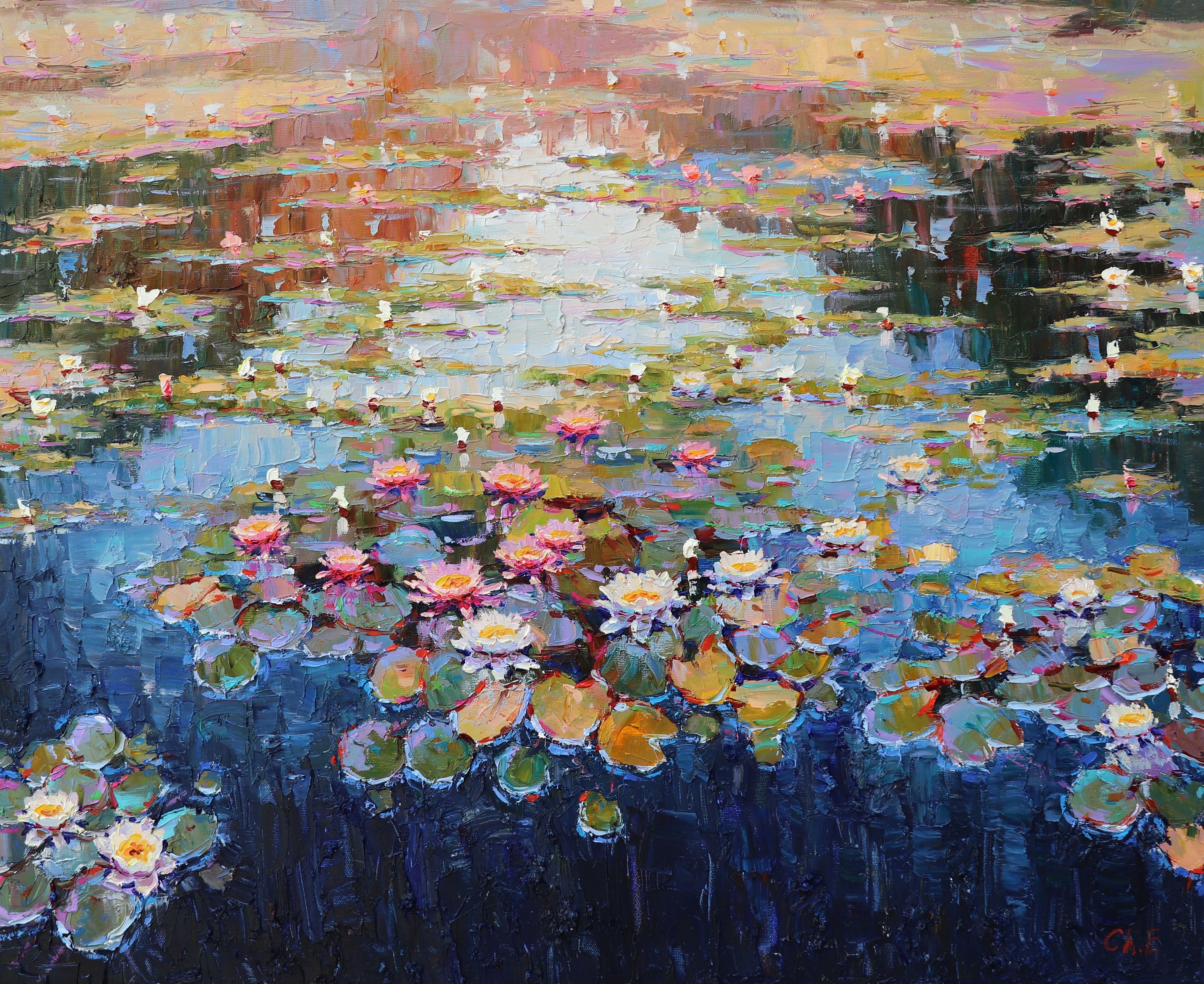 Evgeny Chernyakovsky Landscape Painting – "Seerosen"