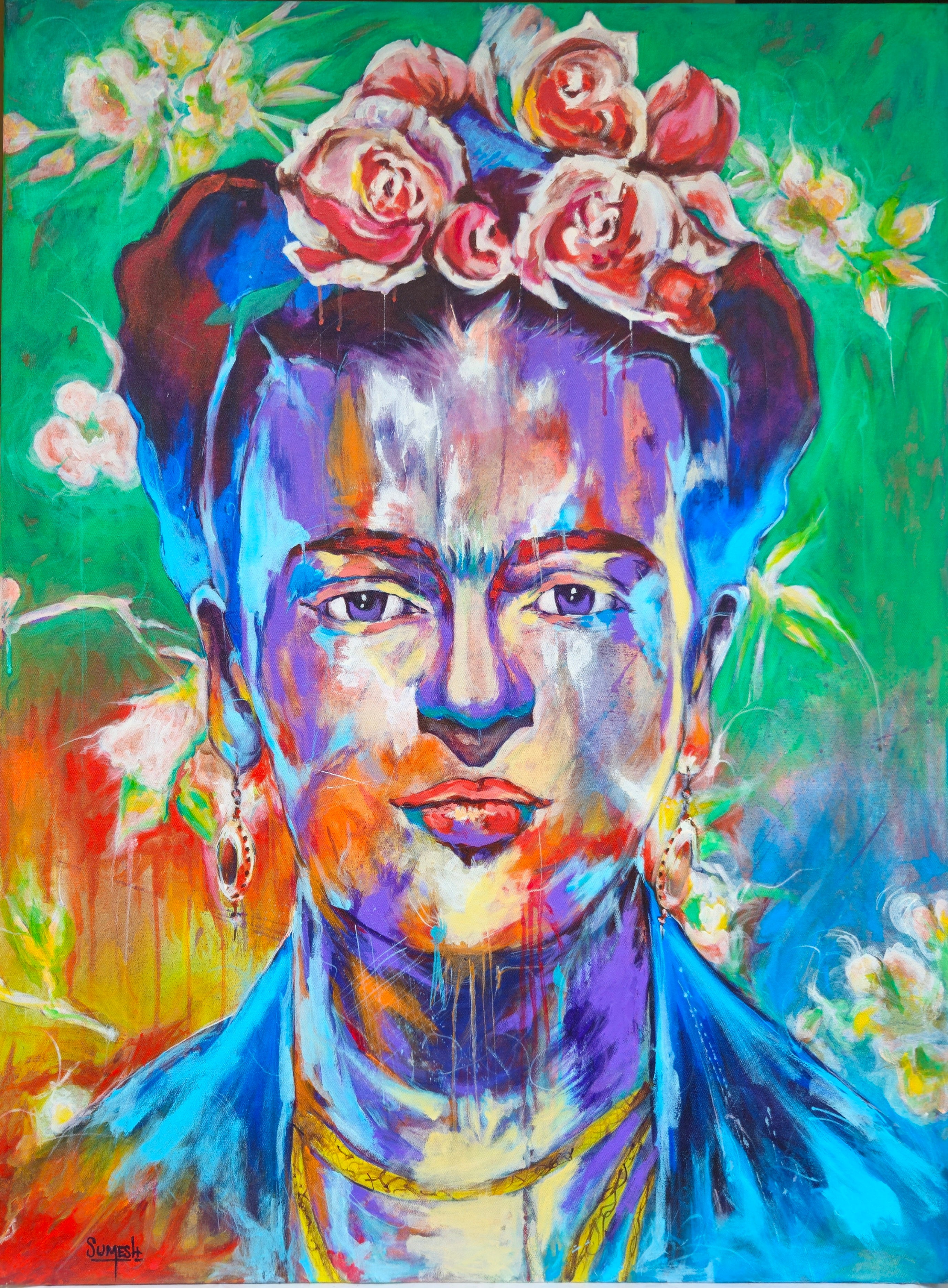Sumesh Cs Portrait Painting – „Frida“