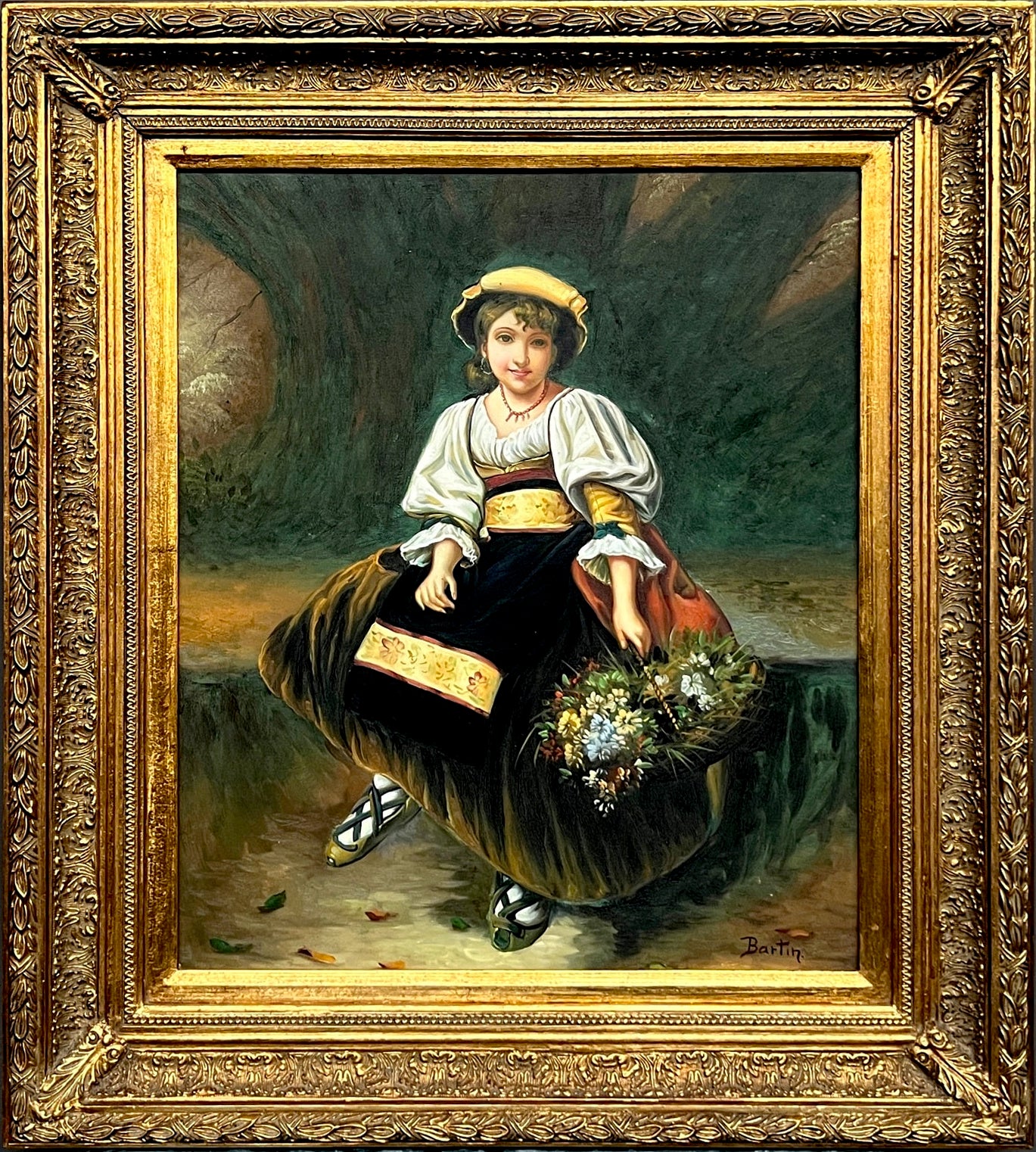 Bartin Portrait Painting - "Portrait of a flower girl"