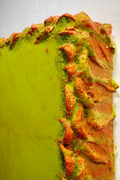 Emerald Green Monsoon Wall Sculpture, Abstract Resin, 82x82 cm