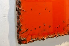 Red Purple Abstract Sculpture, Epoxy Resin, 100x100 cm