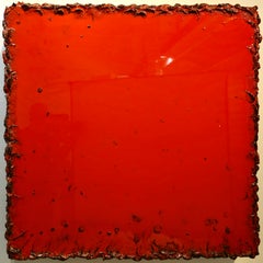 Red Purple Abstract Sculpture, Epoxy Resin, 100x100 cm