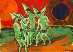„Darkened Sky“: Temperamalerei, konzeptueller Stil, 21. Jahrhundert, 71 x 90 cm, gerahmt