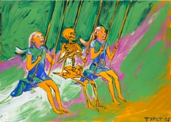 Just Having a Little Swing: Conceptual Tempera Painting, 21st Century, 71x90cm