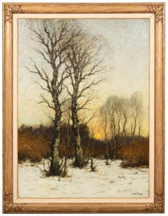 'Sunset in a Winter Forest' by Cornelis Kuijpers ( 1864 – 1932 ) Dutch Painter