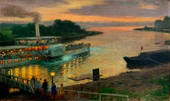 'Moonlit Reflections on the Elbe' by Ernst Max Pietschmann (1865 - 1952)
