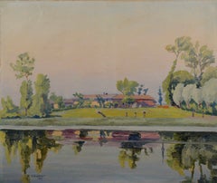 Modernist Riverside Landscape with Reflections, 1947