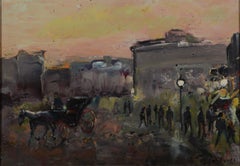 Soirée en ville, scène urbaine expressionniste du milieu du siècle