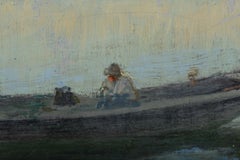 Pêcheur dans la lagune de Venise – Attribué à Guglielmo Ciardi, non signé