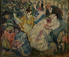 Elegant Women in a Garden – European Post-Impressionist Circa 1930