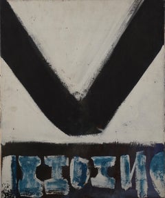 Black V, Geometric Modernist Abstract Painting, Circa 1965