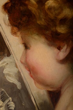 The Young Art Lover, Child Contemplating a Painting, 19th Century
