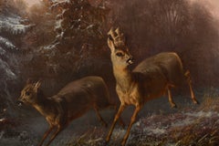 The Pursuit, Roe Deer and Hound in a Winter Landscape, 19th Century