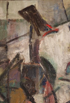 Two Birds in a Fragmented Landscape, Mid-Century Modernist Painting