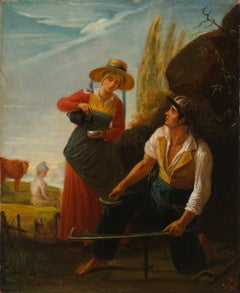 The Reaper's Rest – 19th-Century Rural Genre Painting, Dated 1878