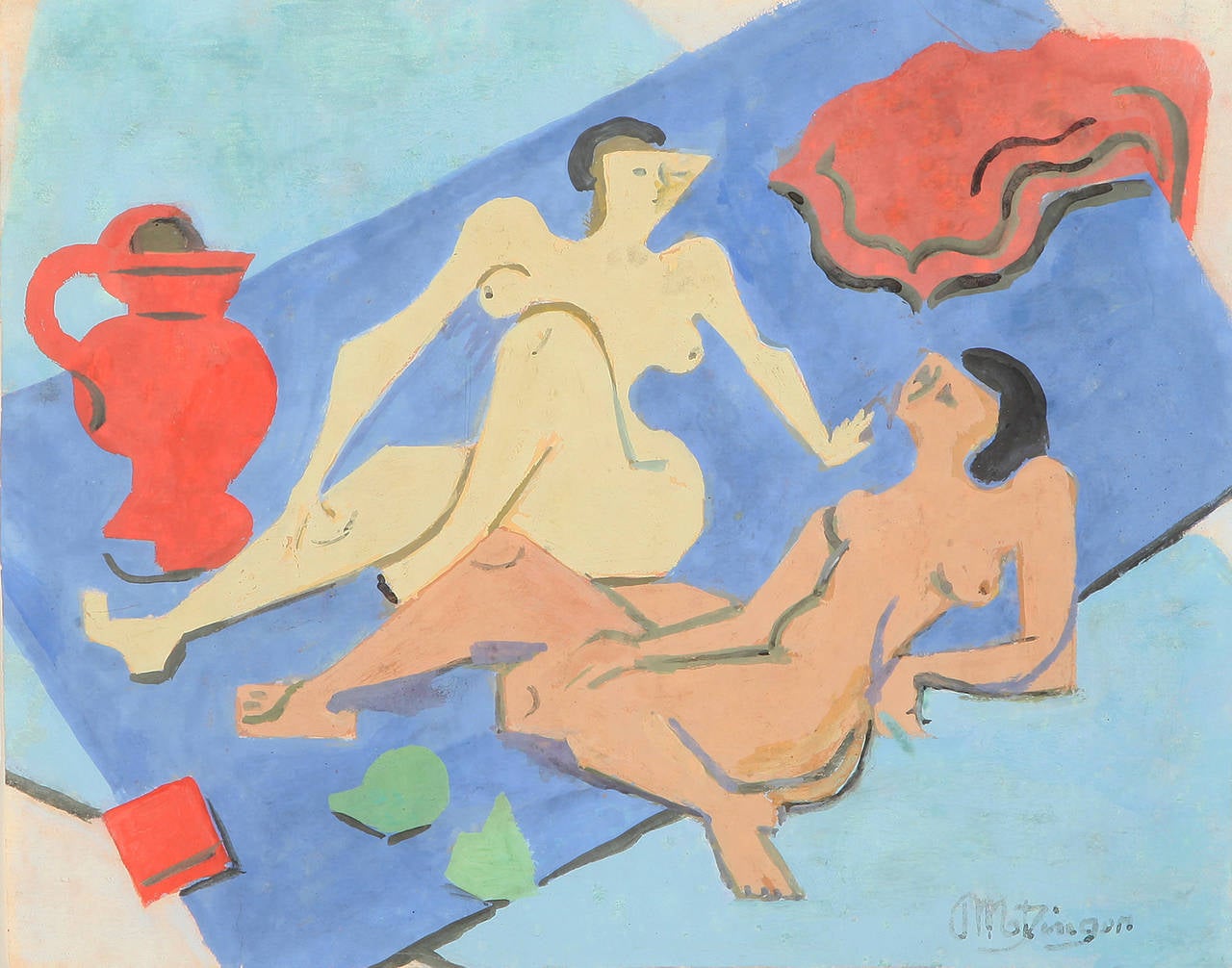 DEUX NUES SUR LA PLAGE - Art by Jean Metzinger