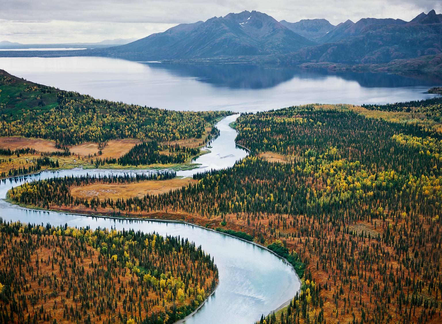 Robert Glenn Ketchum Landscape Photograph - The Allen River Enters Lake Chauekuktuli, Alaska