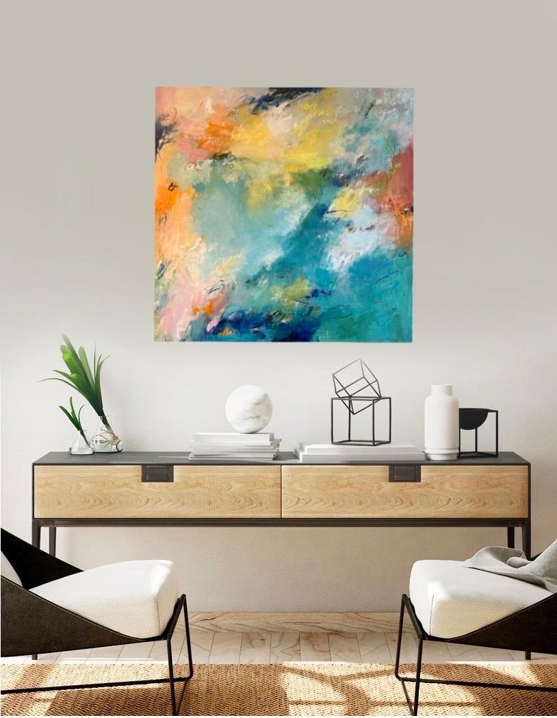 Sea Between large Abstract painting - Abstract Expressionist Painting by Michele Zuzalek