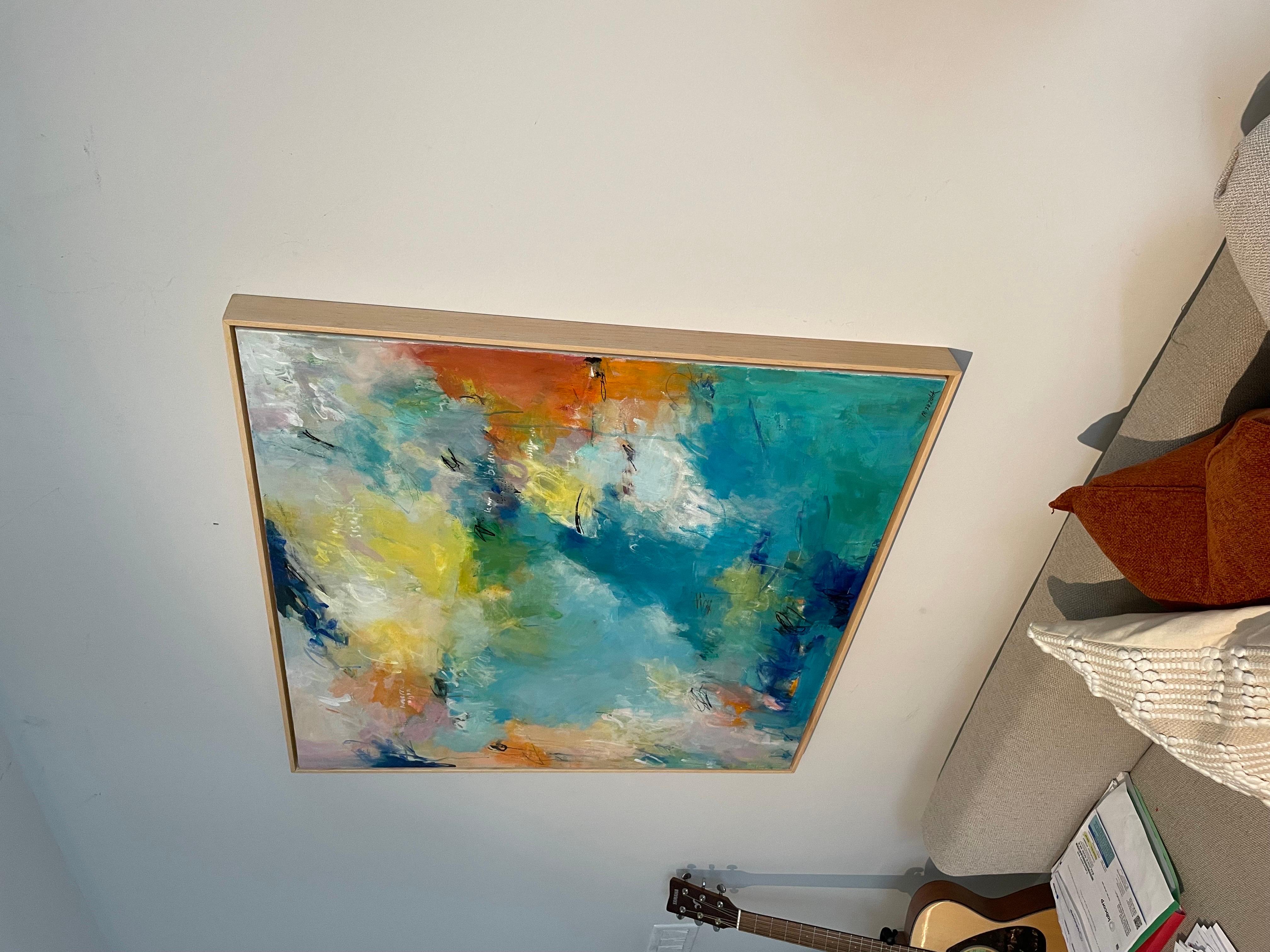 Sea Between, großes abstraktes Gemälde (Beige), Abstract Painting, von Michele Zuzalek