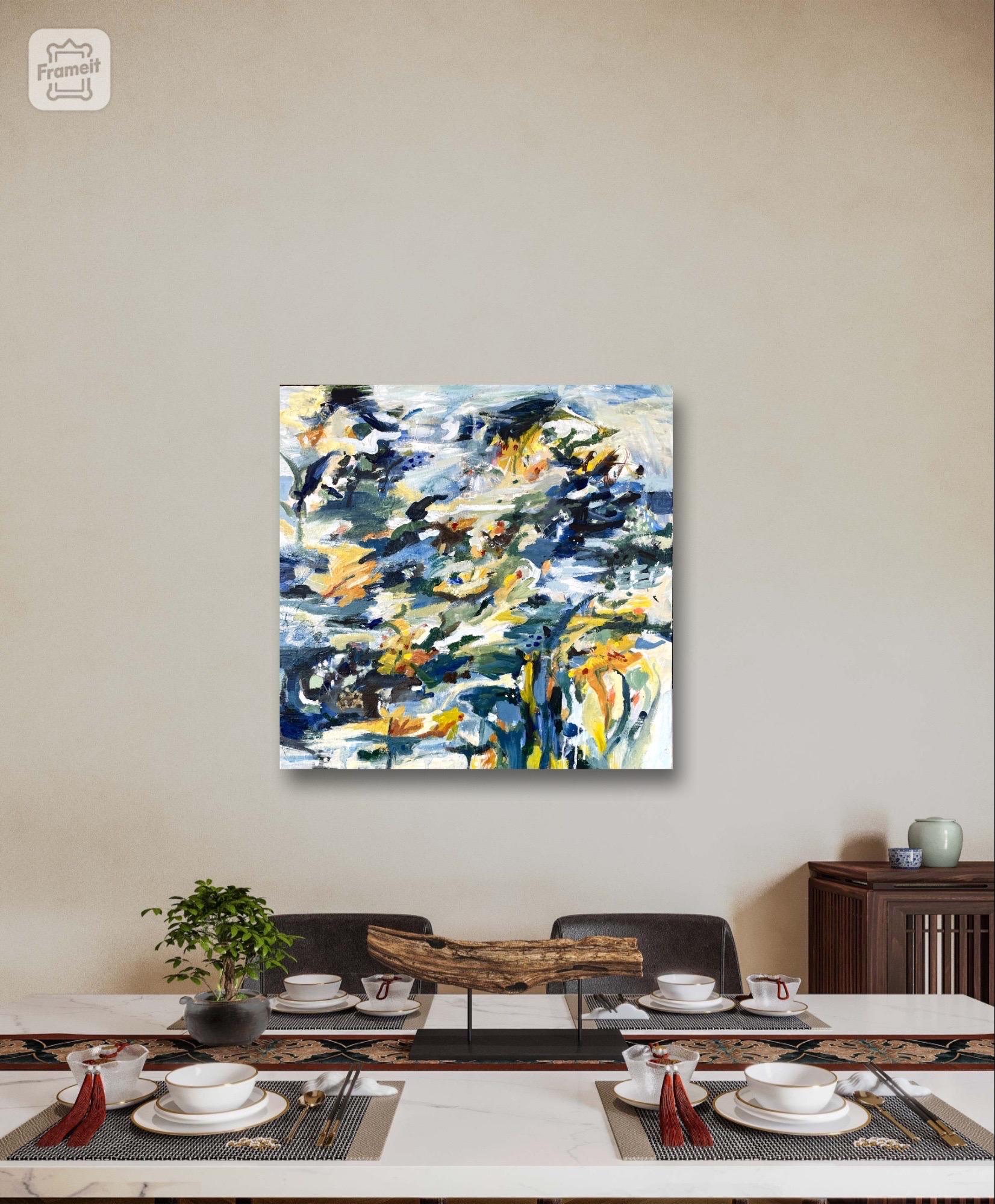 Michele Zuzalek abstract modern Boho original painting titled 'Nature's Cradle' For Sale 4