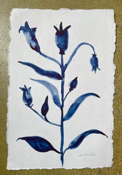 Indian Summer Indigo watercolor on handmade deckled edge watercolor paper