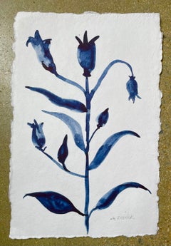 Indian Summer Indigo watercolor on handmade deckled edge watercolor paper 