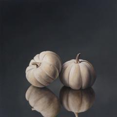 Two White Pumpkins, Still-Life Painting 
