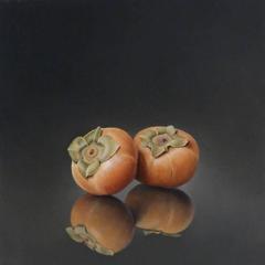 Two Persimmons, still-life painting 