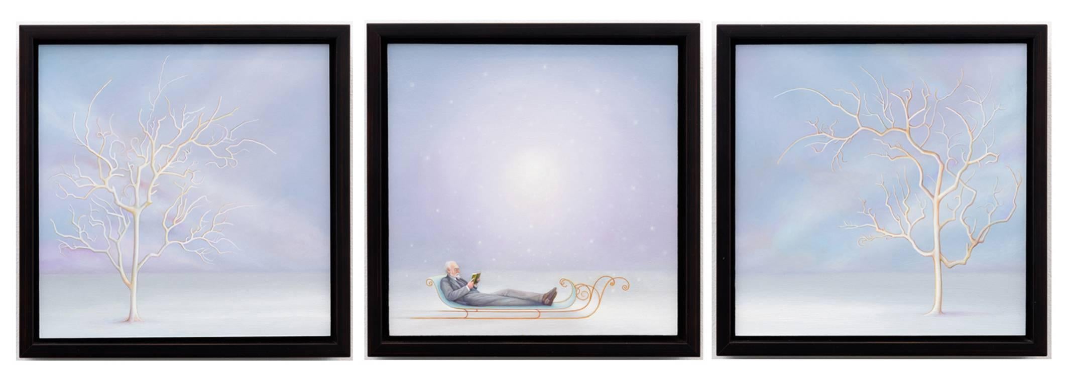 Laura Lasworth Figurative Painting - The Snowfall is so Silent, oil painting (triptych)