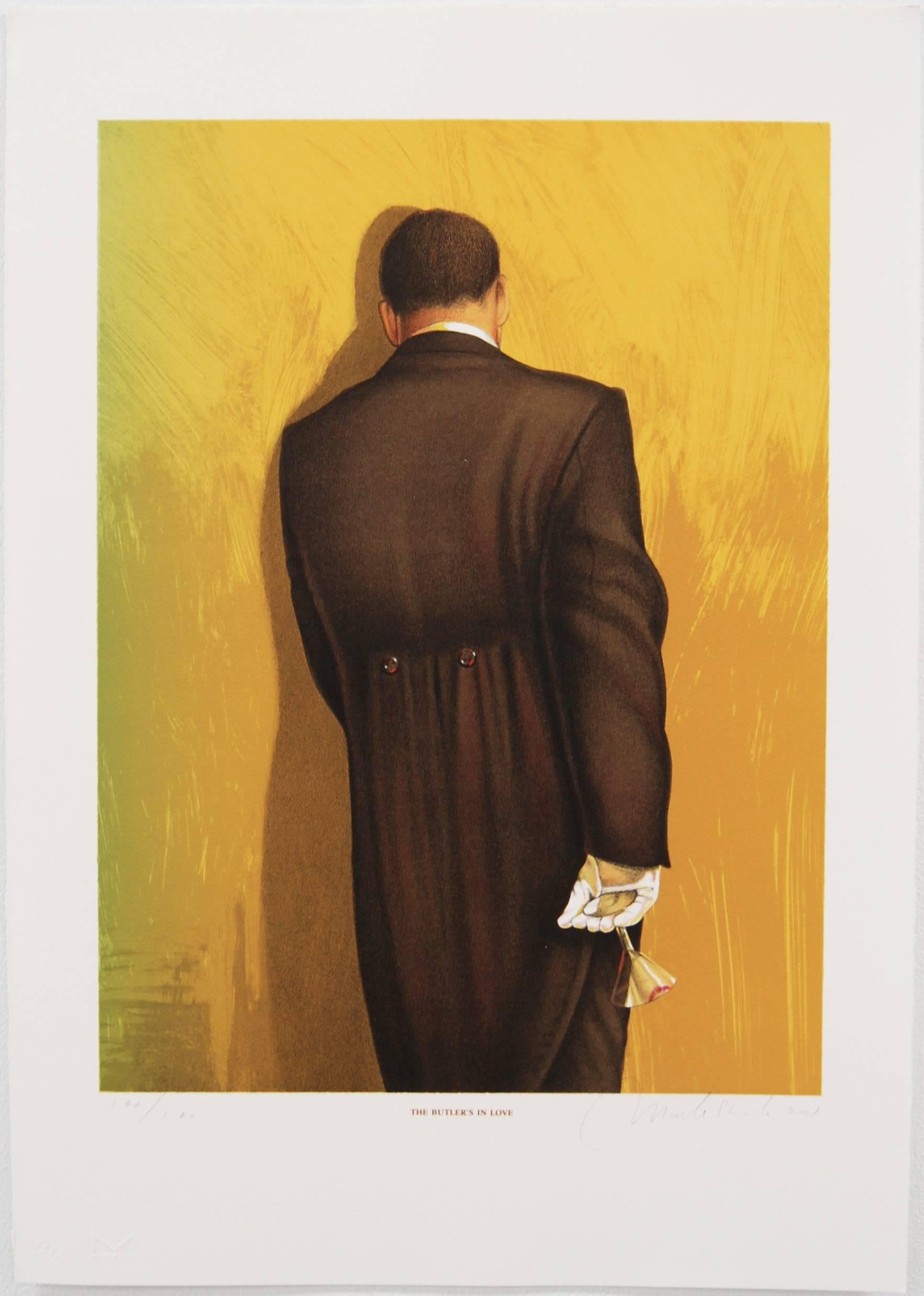 The Butler's in Love, Gold, Lithograph - Print by Mark Stock