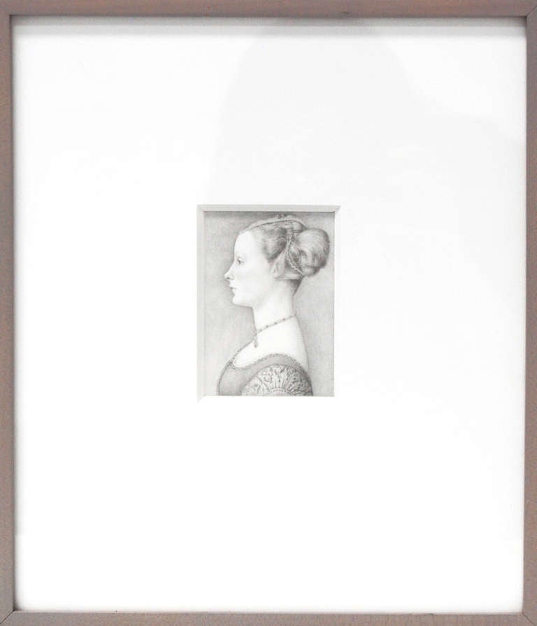 Victoria Gitman 
A Beauty, 2004
graphite on mylar 
3-3/8 x 2-3/8" - image size 
11-1/4 x 9-3/4" - framed
