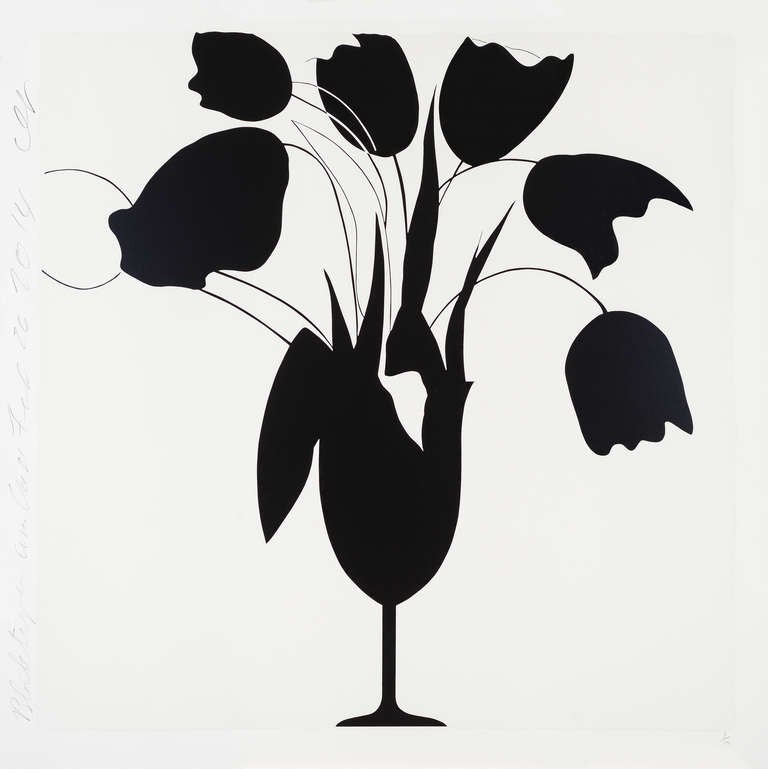 Donald Sultan Still-Life Print - Black Tulips and Vase, White Tulips and Vase 