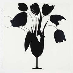 Black Tulips and Vase, White Tulips and Vase 