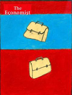Briefcase on Economist Magazine, acrylic painting on magazine 